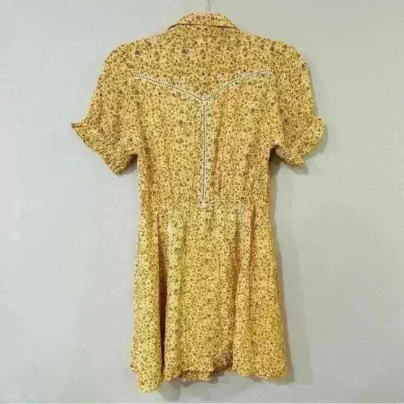 NWOT American Eagle Printed Yellow Tiered Western Mini Floral Dress Size Small - Picture 8 of 10
